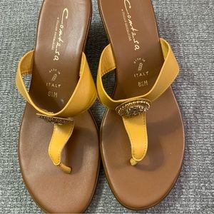 Contesa Golden Yellow and Gold Jewel Sandals Italian Leather Women’s 8 1/2